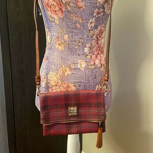 Dooney & Bourke Maroon Plaid Crossbody Bag